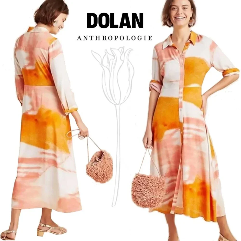 Dolan Anthropologie Cora Tie Dye Midi Dress - Picture 1 of 13